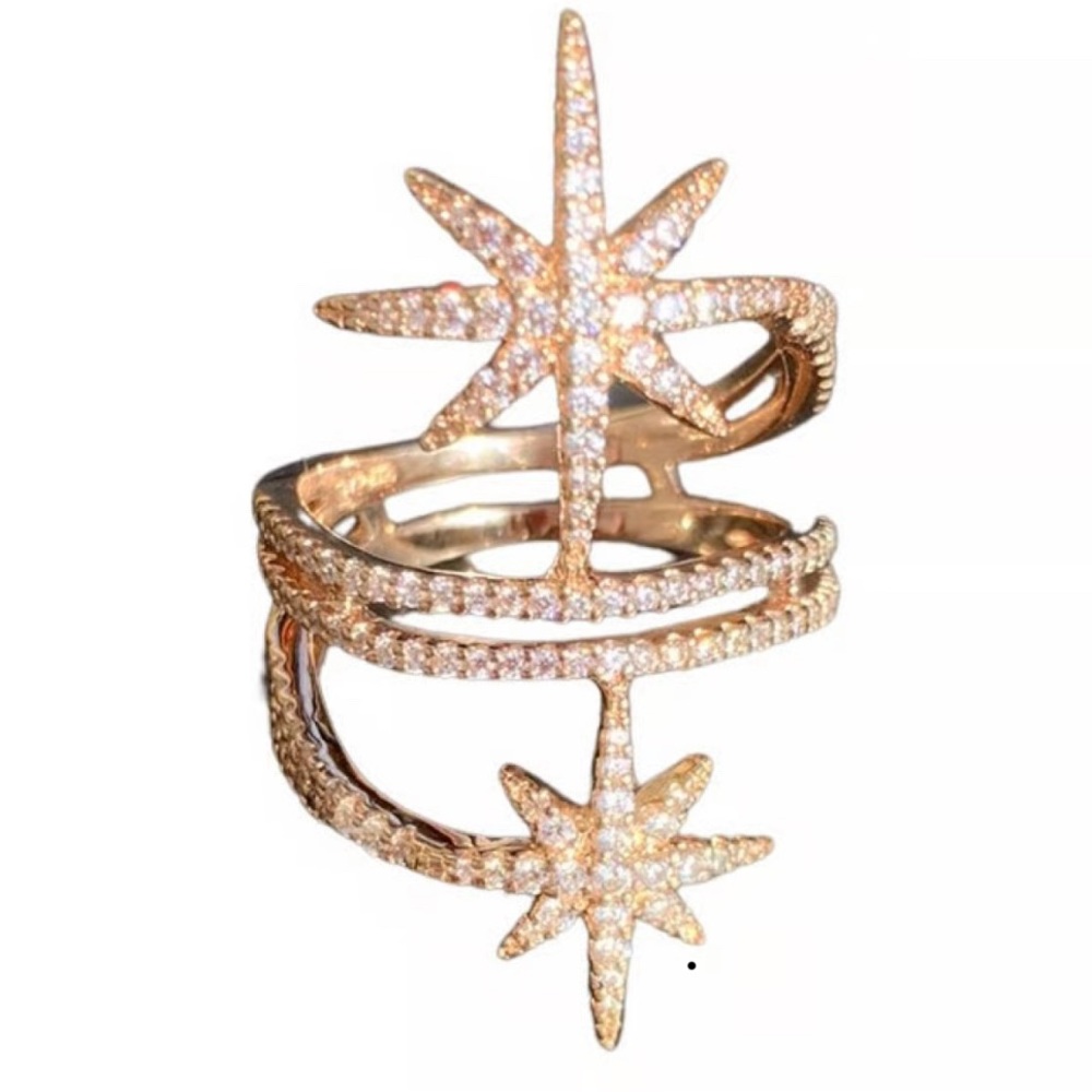 Rose Gold Starburst Pavé Wrap Ring - Women